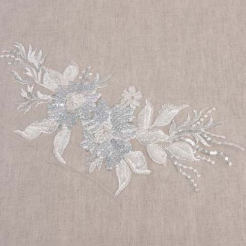 Ecusson à coudre Fleurs Mariage Blanc