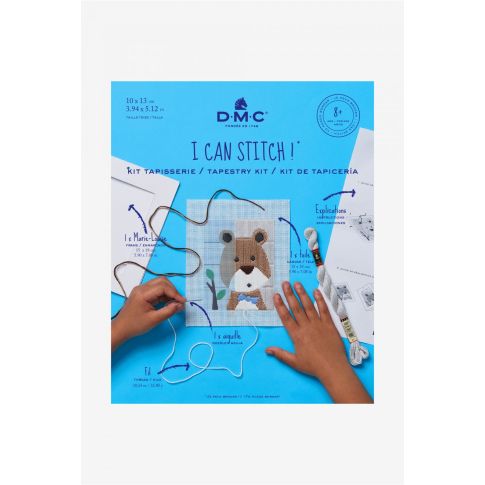 Kit Tapisserie point lancé DMC - Ourson 10x13 cm