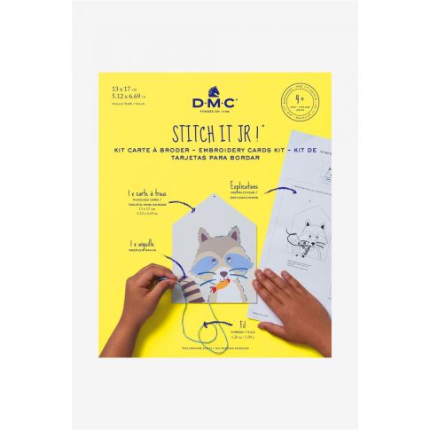 Kit carte à broder enfant DMC - Raton Laveur 13x17 cm