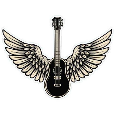 Sticker textile thermo-adhésif 7x7 cm - Guitare