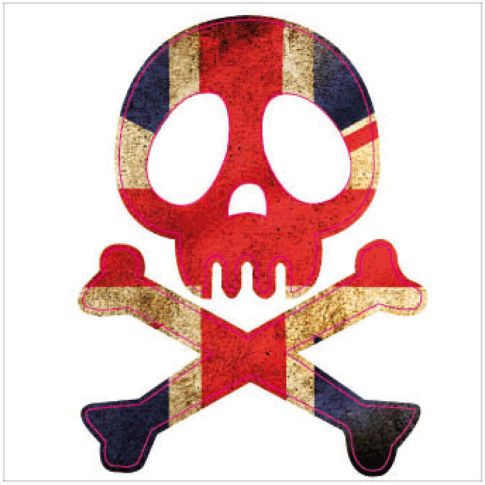 Sticker textile thermo-adhésif  7x7 cm - Tête de mort London  
