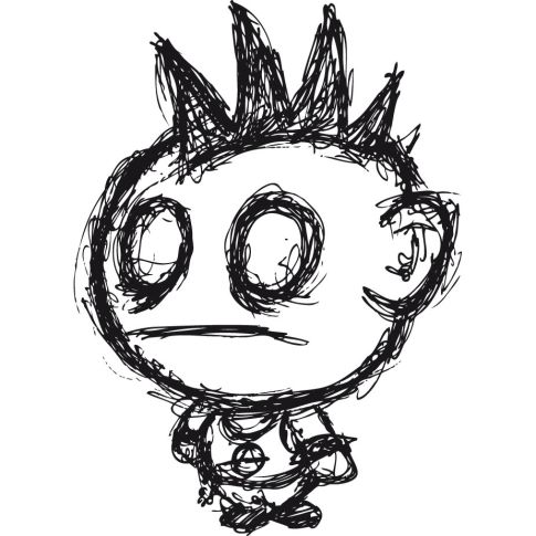 Sticker textile thermo-adhésif  7x7 cm - Dessin bonhomme punk 