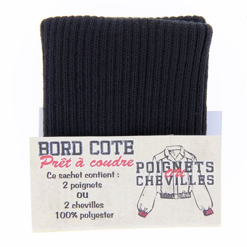 Bord côte pour poignets ou chevilles - Noir