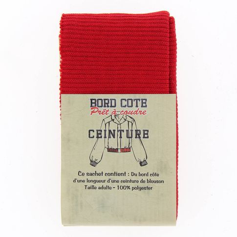 Bord côte pour bas de blouson et ceinture - Rouge