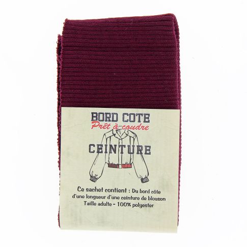 Bord côte pour bas de blouson et ceinture - Bordeaux