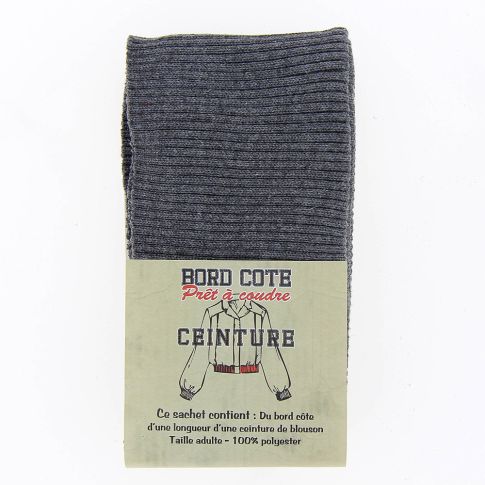 Bord côte pour bas de blouson et ceinture - Gris