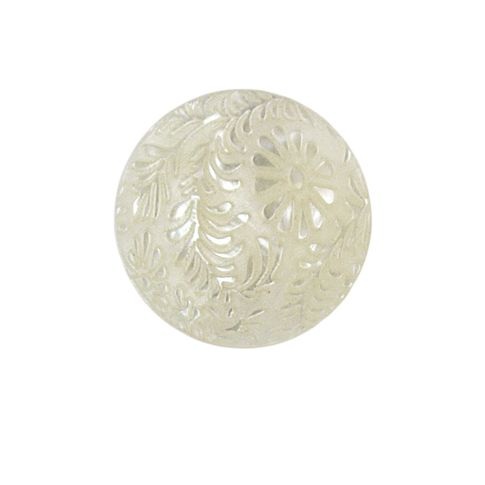 Bouton fleur gravé Pauline 22 mm - Blanc