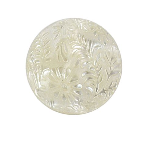 Bouton fleur gravé Pauline 27 mm - Blanc