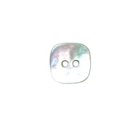Bouton carré nacré asymétrique Louis-Ulysse 12 mm - Blanc