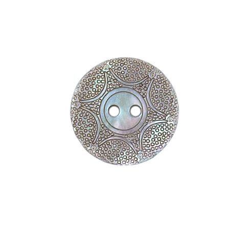 Bouton nacré gravé Laurence 18 mm - Blanc