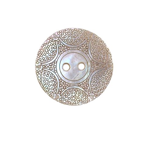 Bouton nacré gravé Laurence 22 mm - Blanc