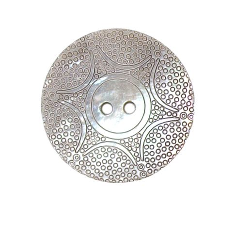 Bouton nacré gravé Laurence 27 mm - Blanc