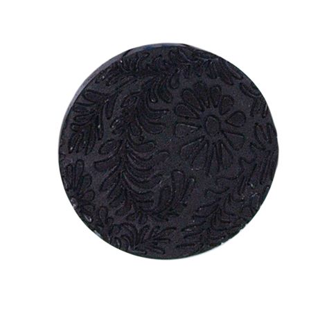 Bouton fleur gravé Pauline 27 mm - Noir