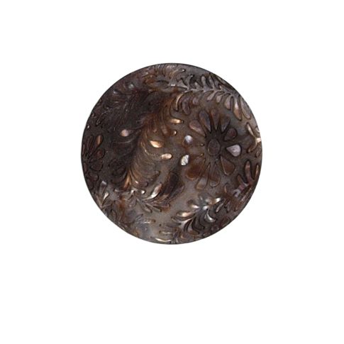 Bouton fleur gravé Pauline 22 mm - Marron