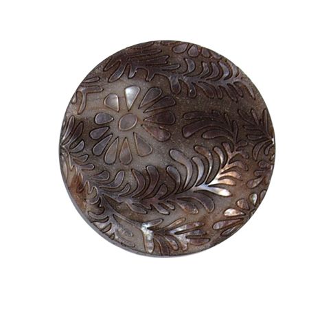 Bouton fleur gravé Pauline 27 mm - Marron