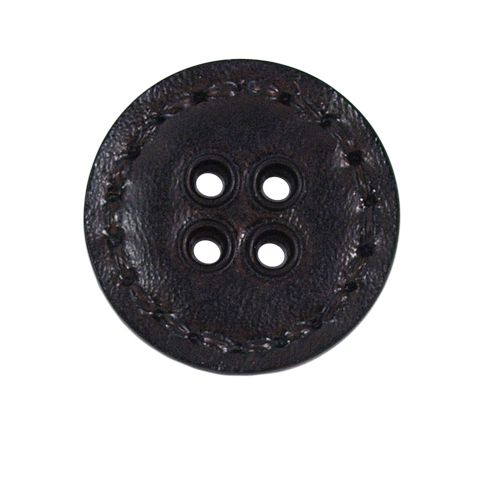 Bouton Joel aspect cuir 27 mm - Marron