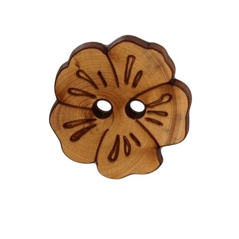 Bouton bois fleur tropicale Daniel 25 mm 