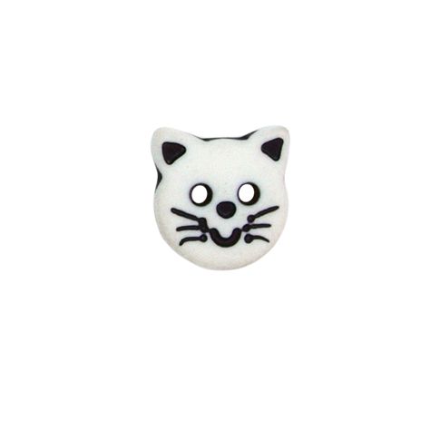 Bouton Karl tête de chat 14 mm - Blanc