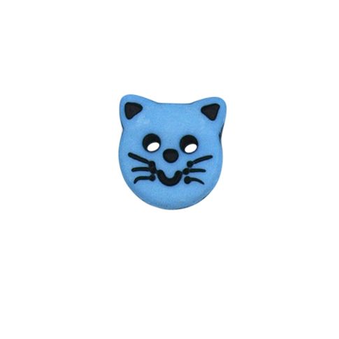 Bouton Karl tête de chat 14 mm - Bleu