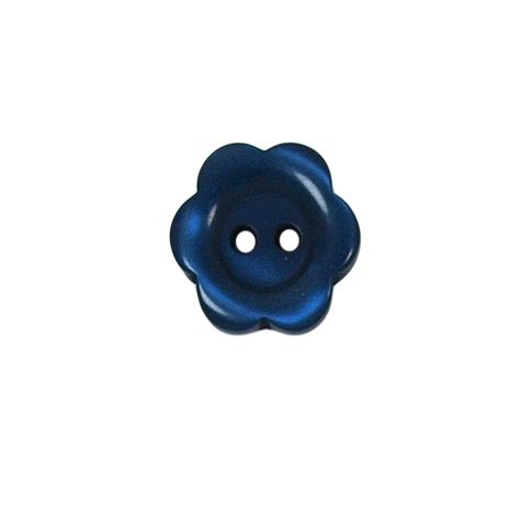 Bouton Yves fleur 15 mm - Bleu foncé