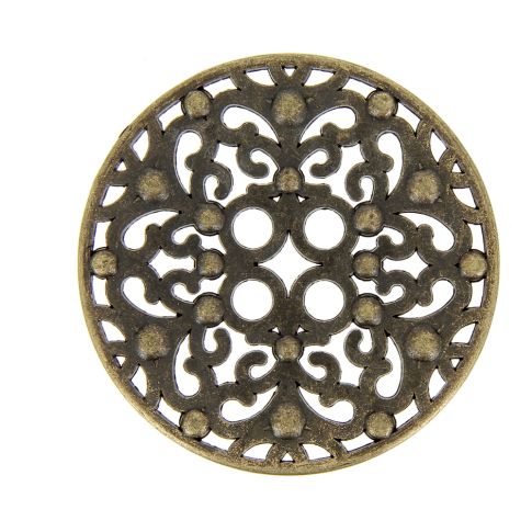 Bouton taille moyenne en métal plat ajouré 50 mm - Bronze