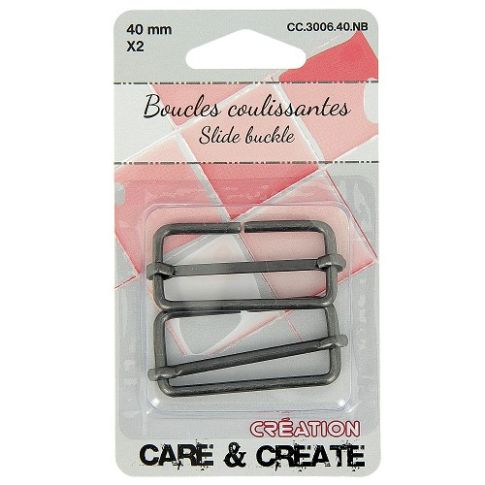 Boucle coulissante 40 mm Noir x2 - Care & create