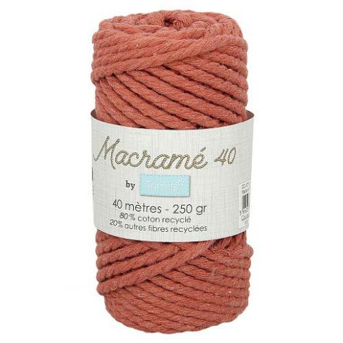 Cordon Coton Macramé 40m - Pêche foncé