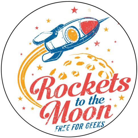 Sticker textile thermo-adhésif  7x7 cm - Rockets to the Moon 