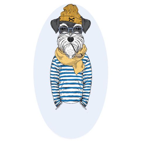 Sticker textile thermo-adhésif  7x7 cm - Chien marin 