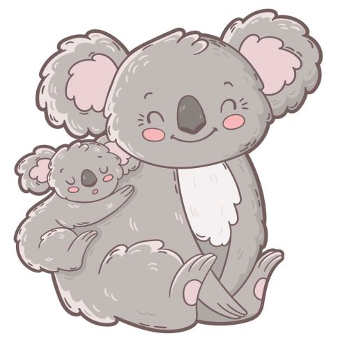 Sticker textile thermo-adhésif  7x7 cm - Famille Koala  