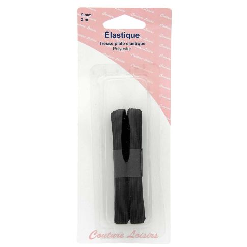 Elastique 9 mm Noir - 2 mètres