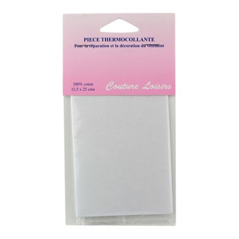 Pièce thermocollante percale 11.5 x 25 cm - Blanc