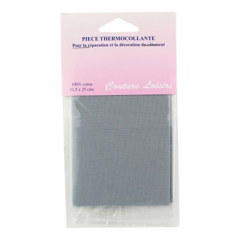 Pièce thermocollante percale 11.5 x 25 cm - Gris clair