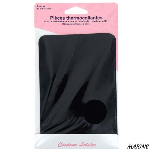 Pièces coton thermocollantes couleur - Marine x2