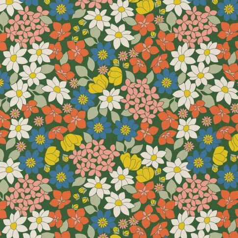 Tissu Coton imprimé Arty Morris Fougere sur fond Vert