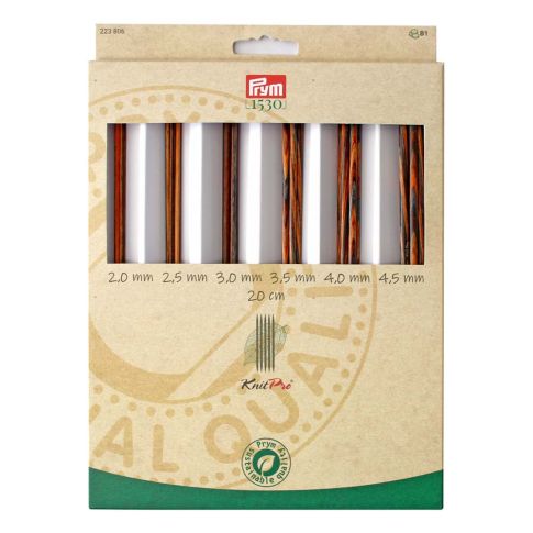 Set d'aiguilles à tricoter Prym Natural à 2 pointes - 20 cm