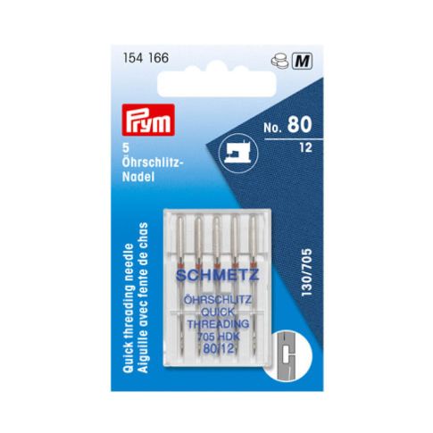 Aiguilles avec fente de chas Prym pour machine à coudre 80/12