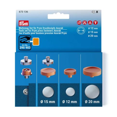 Jeu d'outils boutons pression Prym Anorak - 12, 15 et 20 mm