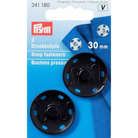 Boutons pression à coudre Prym 30 mm - Noir