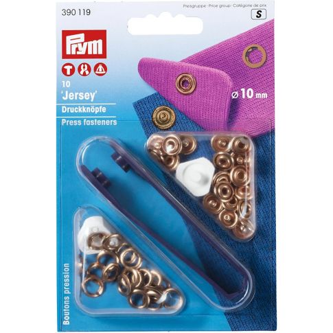 Boutons pression Jersey 10 mm avec outil Prym - Cuivre