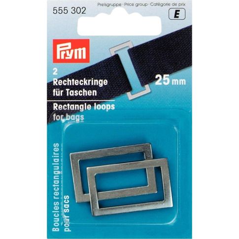 Boucles rectangulaires pour sacs Prym  25 mm - Argent antique