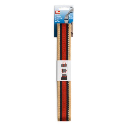Sangle pour sacs 3 m Prym rayures Beige bleu et rouge