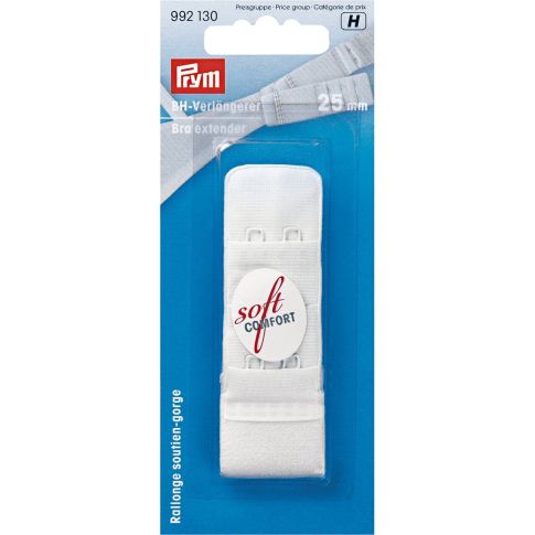 Rallonge de soutien-gorge Prym 25 mm - Blanc, 2 agrafes