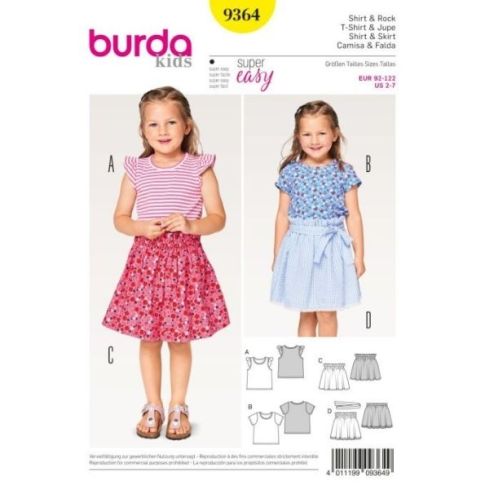 Patron Burda 9364 T-shirt & Jupe Enfant