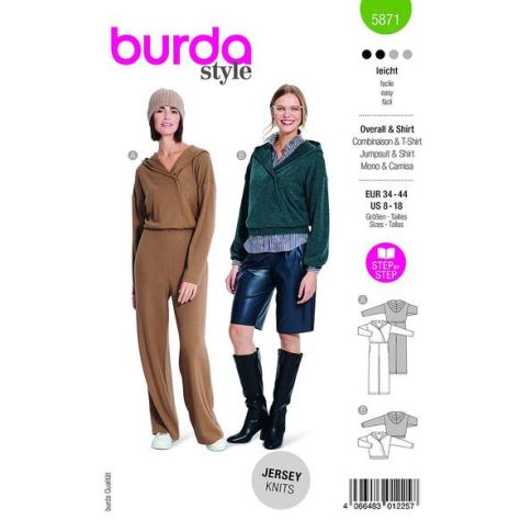 Patron Burda 5871 Combinaison & T-shirt
