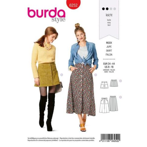 Patron Burda 6252 Jupe