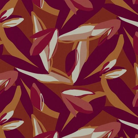 Tissu Viscose Arty Pipasol sur fond Pourpre