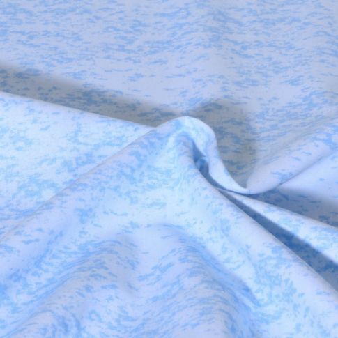 Tissu Popeline de Coton effet marbré Pietra uni Bleu ciel