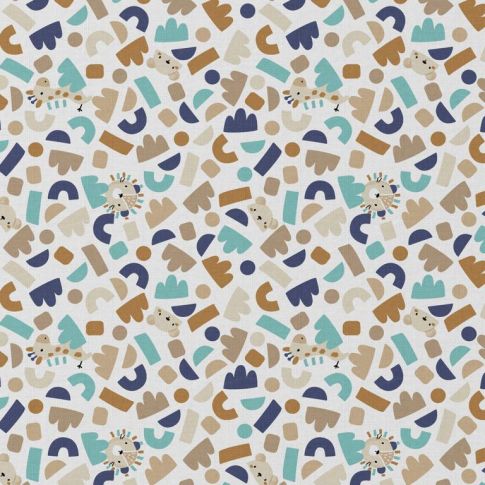 Tissu Coton imprimé Arty Ptiwi sur fond Blanc