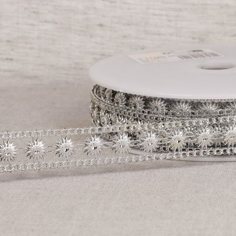 Galon paillettes 20 mm Argent x1m